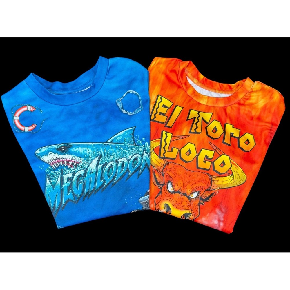 Monster Jam El Toro Loco, Megalodon (Lot Of 2) T- Shirts Size 7/8 Youth Kids